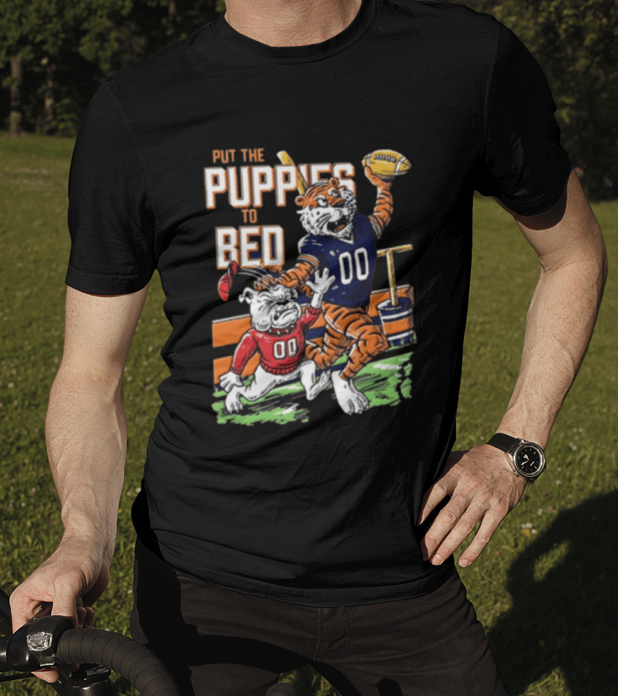 Put The Puppies To Bed Tiger Football T-Shirt