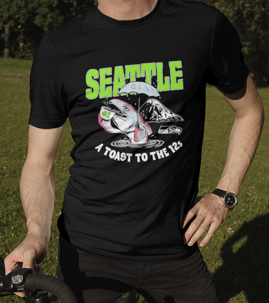 Seattle Seahawks A Toast To The 12s Salmon And Coffee With Mountain T-Shirt