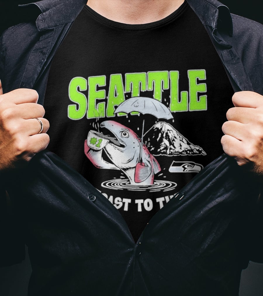 Seattle Seahawks A Toast To The 12s Salmon And Coffee With Mountain T-Shirt
