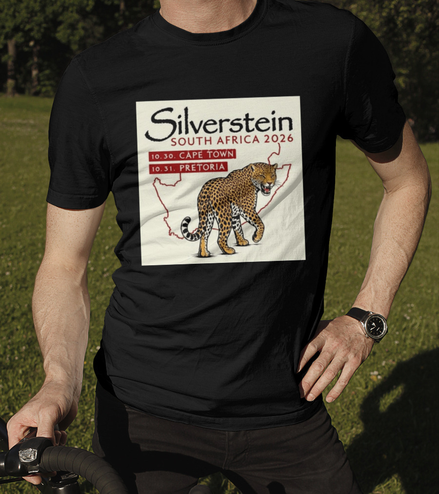 Silverstein South Africa 2026 Cape Town Pretoria Leopard Map Concert Dates T-Shirt