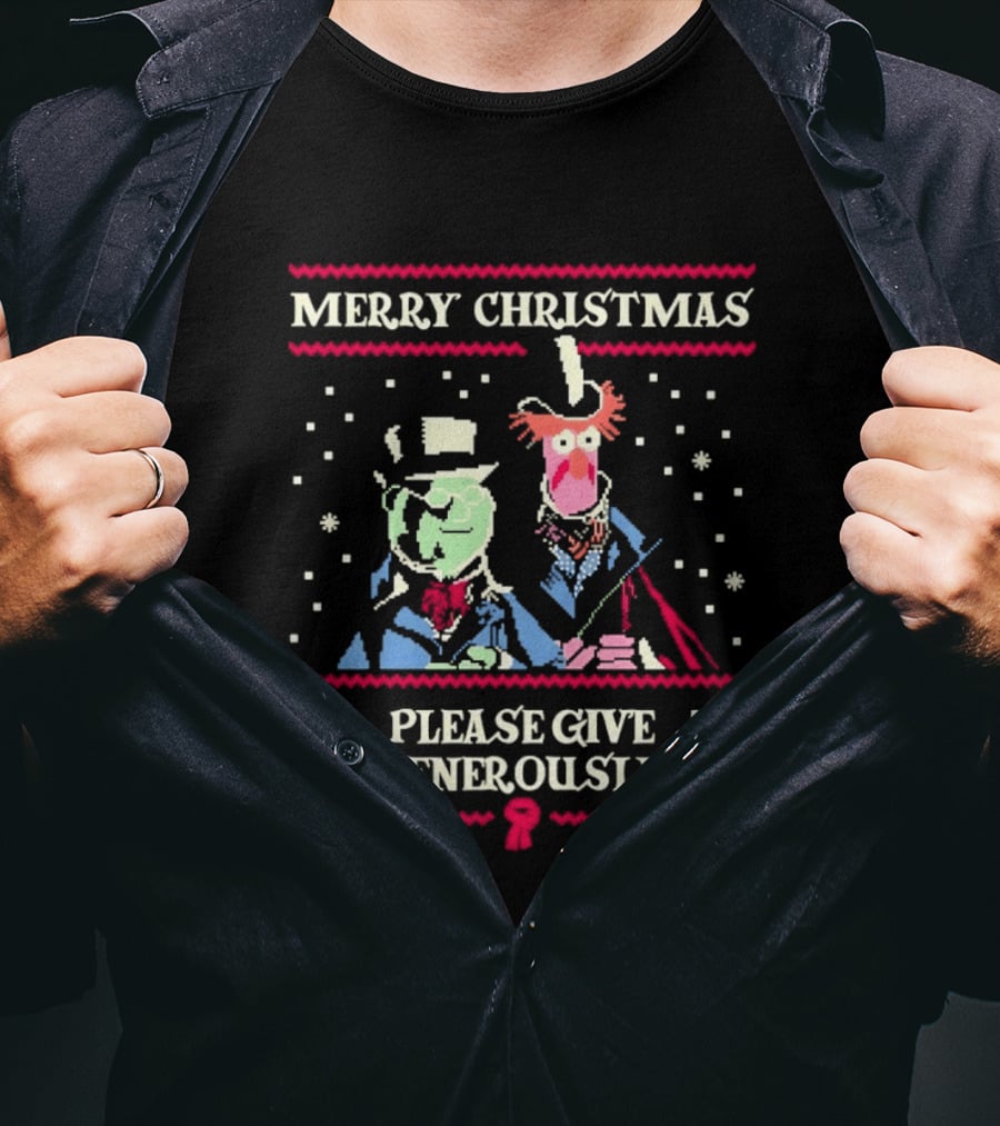 Merry Christmas Statler And Waldorf Please Give Generously T-Shirt