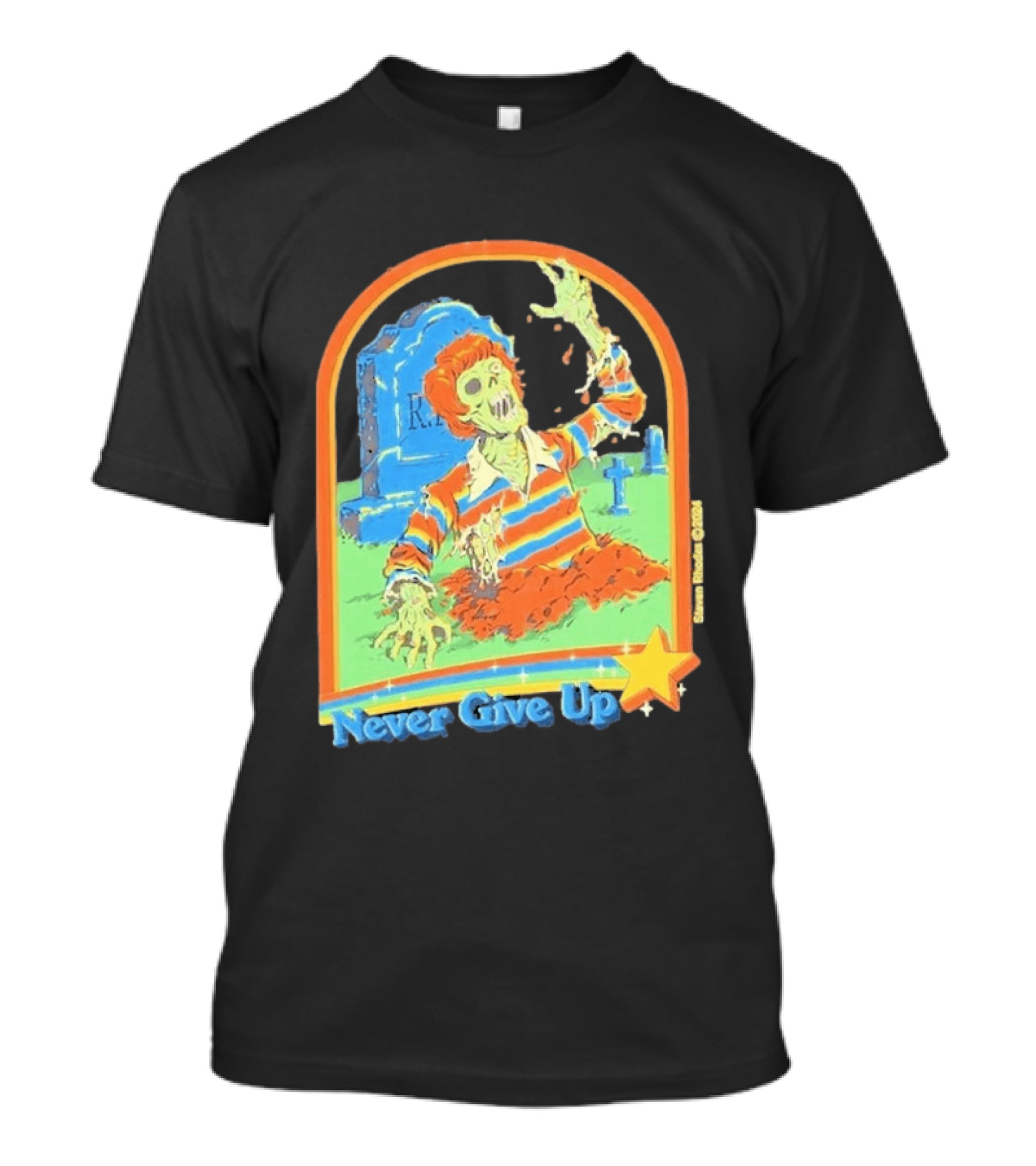 Steven Rhodes Zombie Rising Never Give Up Graveyard Scene 2026 T-Shirt