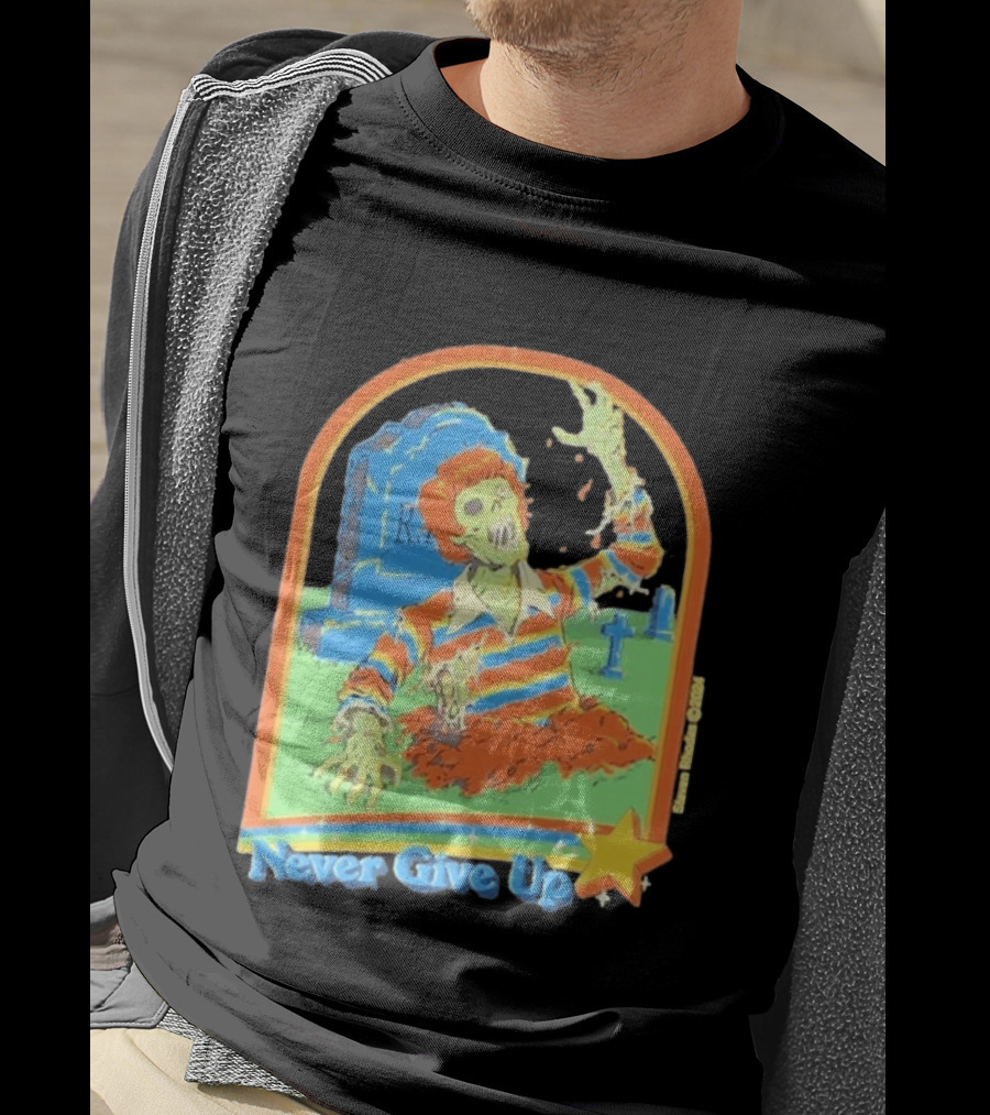Steven Rhodes Zombie Rising Never Give Up Graveyard Scene 2026 T-Shirt