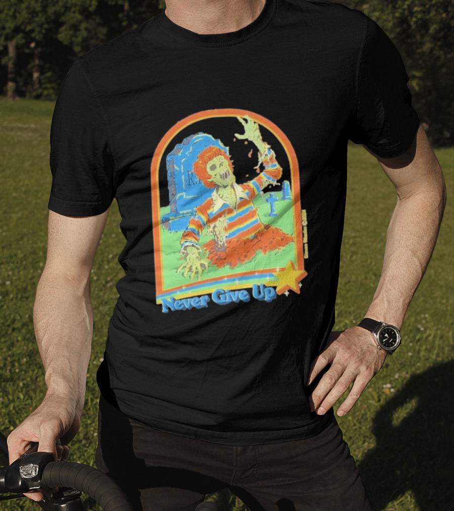 Steven Rhodes Zombie Rising Never Give Up Graveyard Scene 2026 T-Shirt