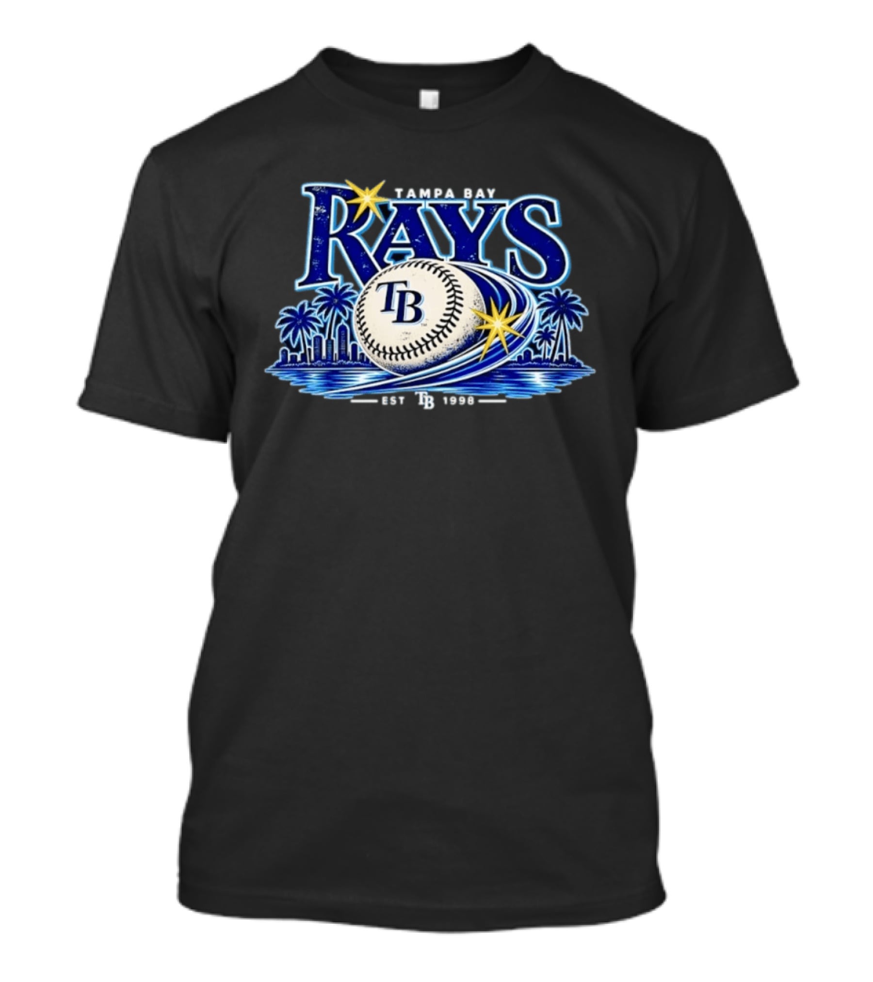 Tampa Bay Rays TB Baseball Est 1998 Vintage MLB City Skyline Palms T-Shirt