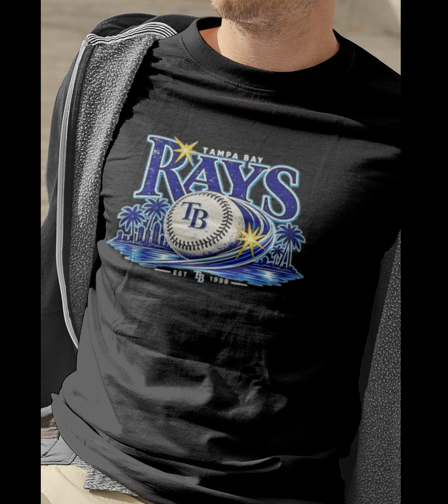 Tampa Bay Rays TB Baseball Est 1998 Vintage MLB City Skyline Palms T-Shirt