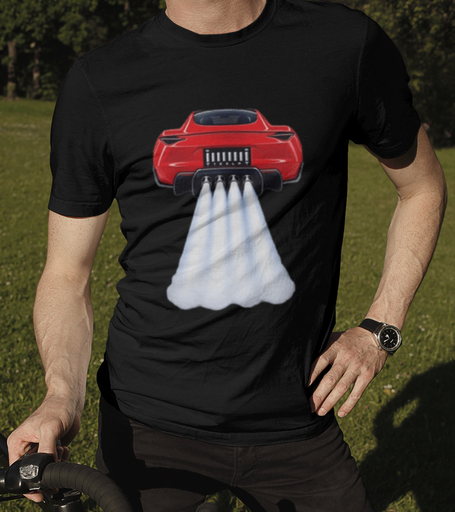 Tesla Roadster SpaceX Flying Car Rocket Thrusters Jet Blast T-Shirt