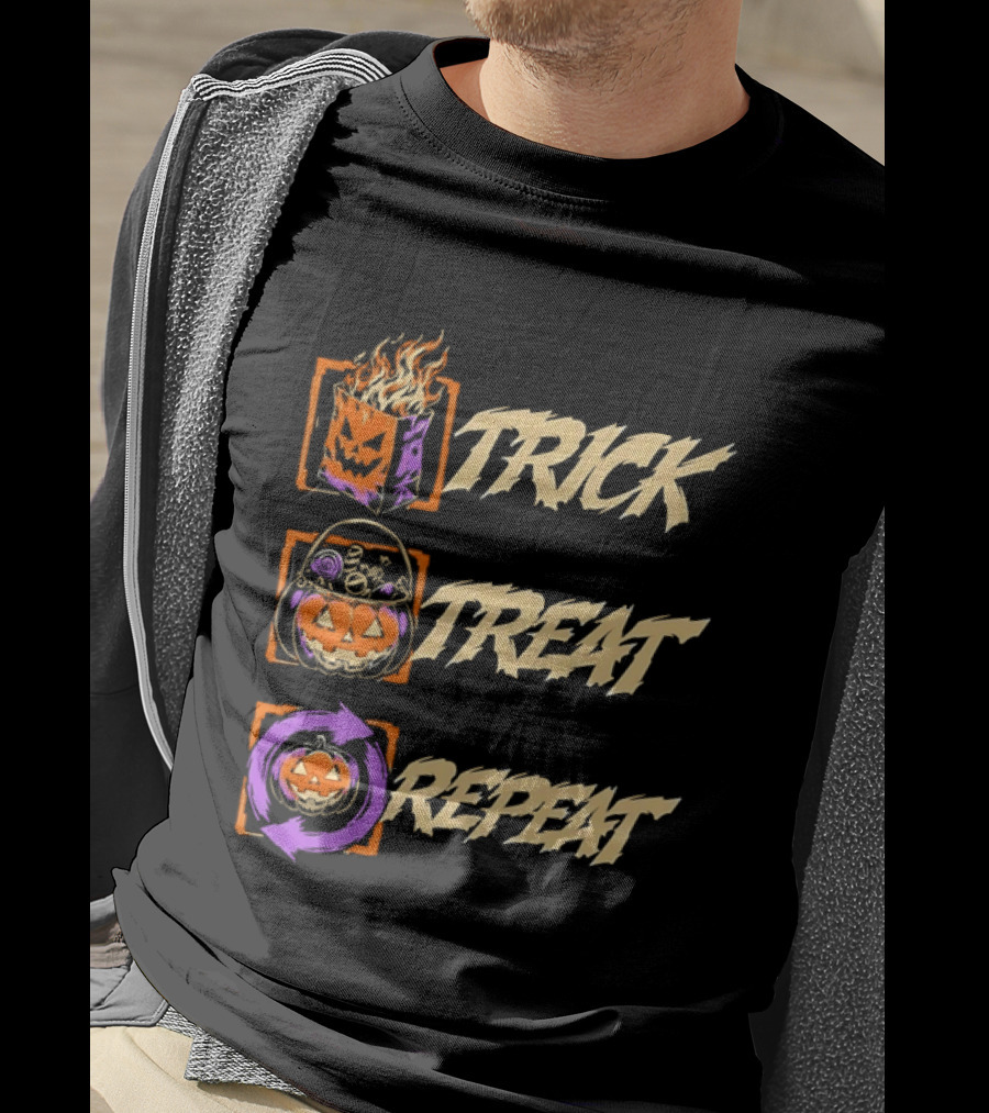 Trick Treat Repeat Halloween Pumpkin Spooky T-Shirt
