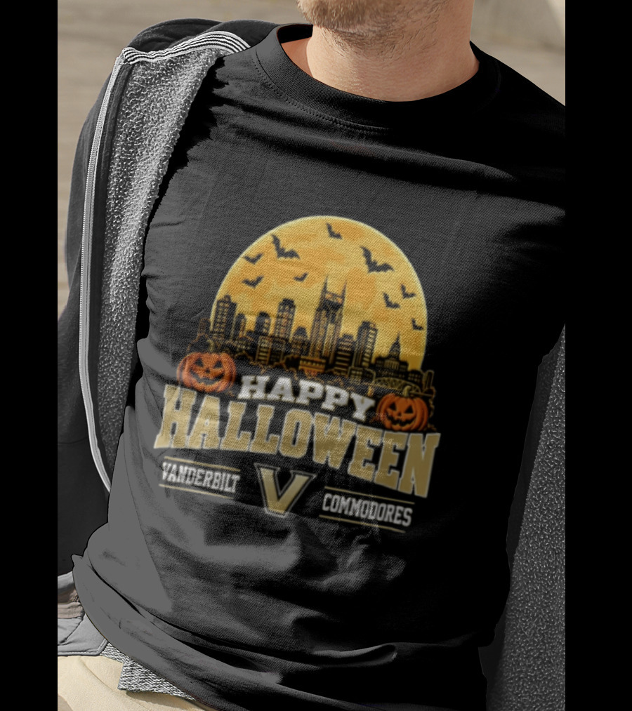 Vanderbilt Commodores Happy Halloween Skyline V 2026 T-Shirt