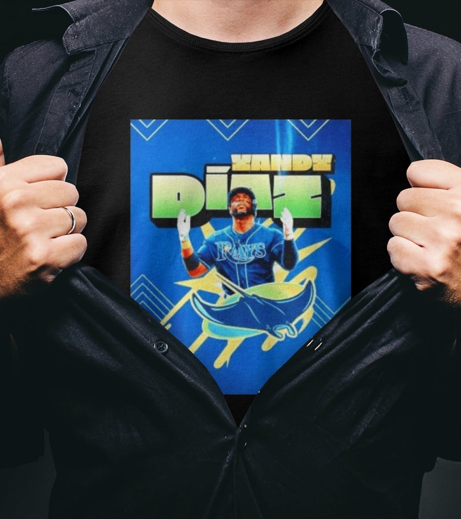 Yandy Diaz Tampa Bay Rays MLB Baseball Player Graphic With Manta Ray T-Shirt
