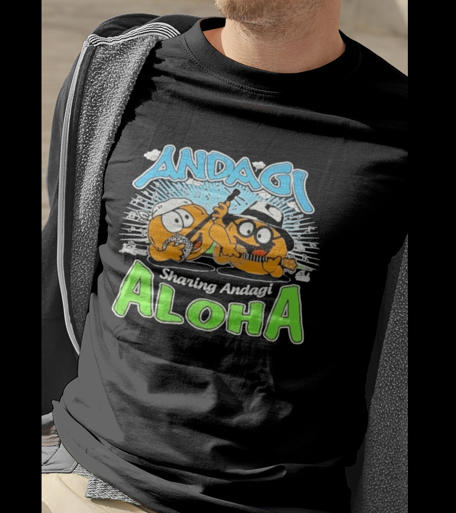 Andagi Sharing Aloha Music Japanese Cartoon Characters T-Shirt