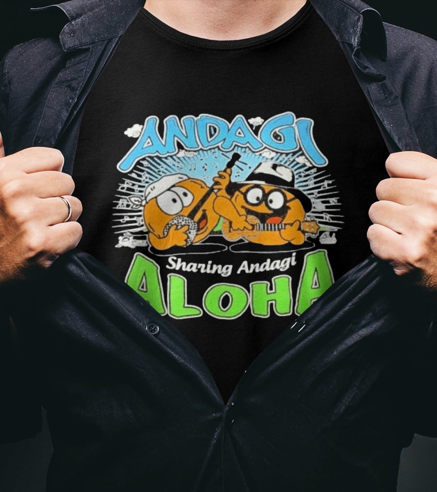Andagi Sharing Aloha Music Japanese Cartoon Characters T-Shirt