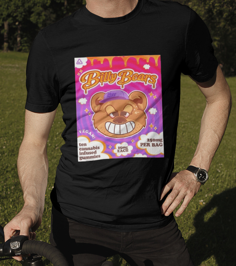 Billy Bears Vegan Ten Cannabis Infused Gummies 25mg Each 250mg Per Bag T-Shirt