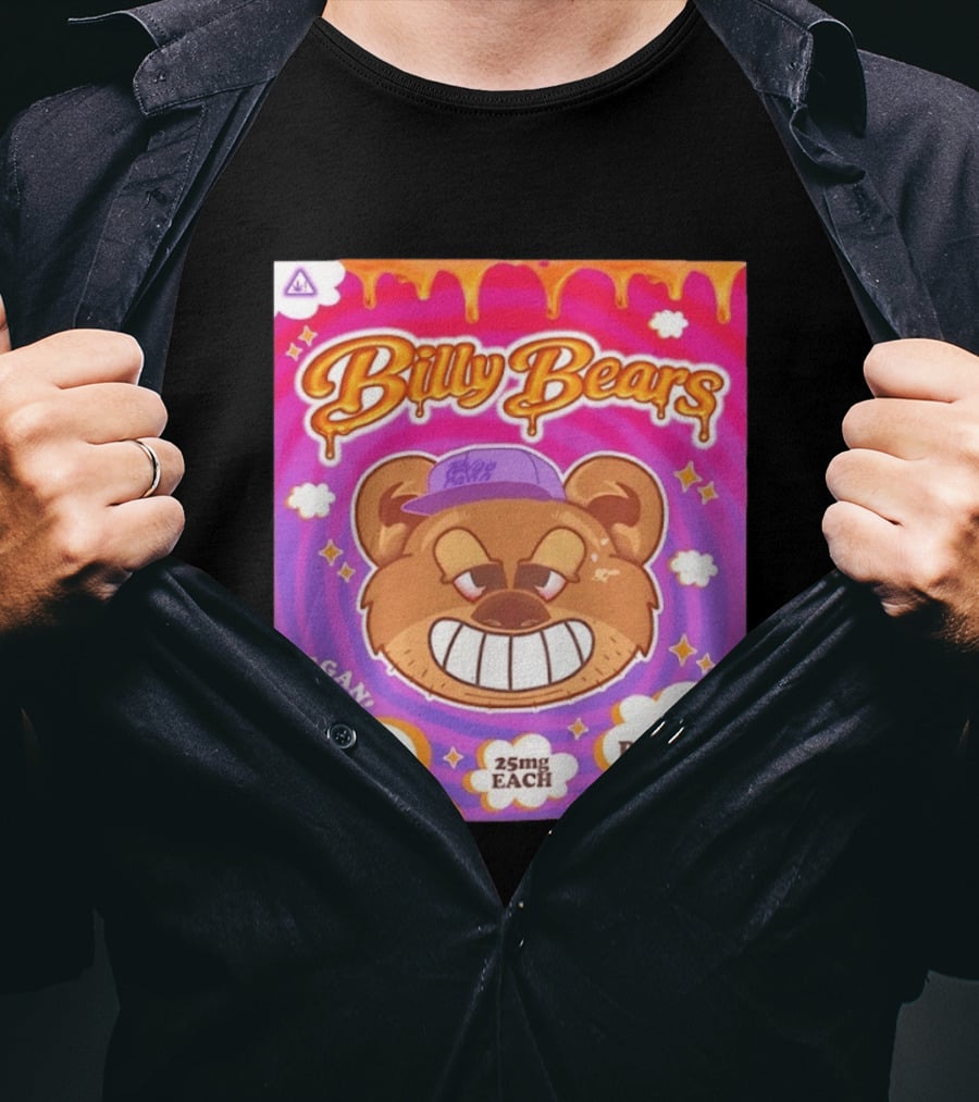 Billy Bears Vegan Ten Cannabis Infused Gummies 25mg Each 250mg Per Bag T-Shirt