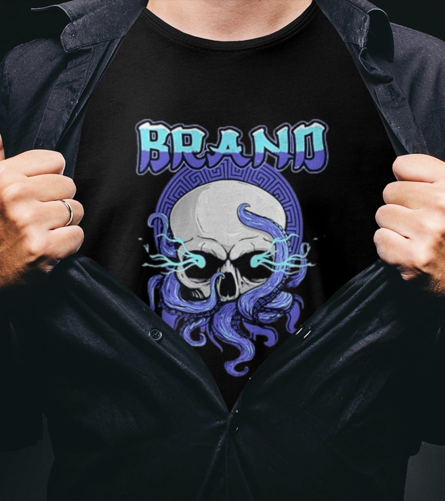 BRAND Skull With Tentacles Gothic Dark Spooky T-Shirt