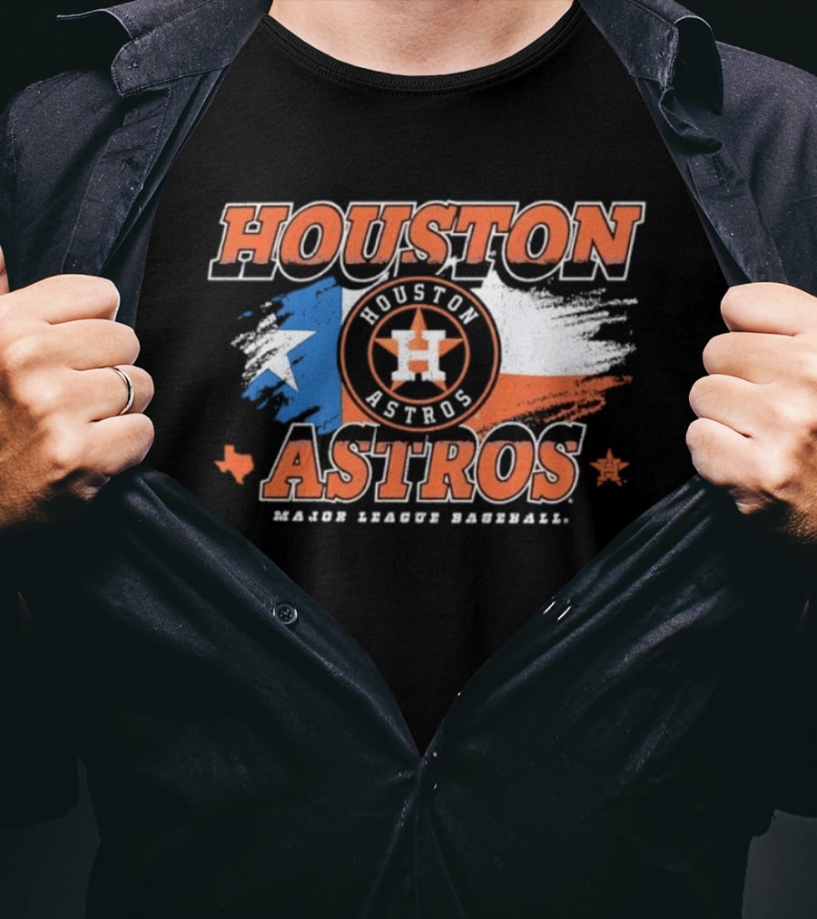 Houston Astros Distressed Major League Baseball Texas Flag T-Shirt