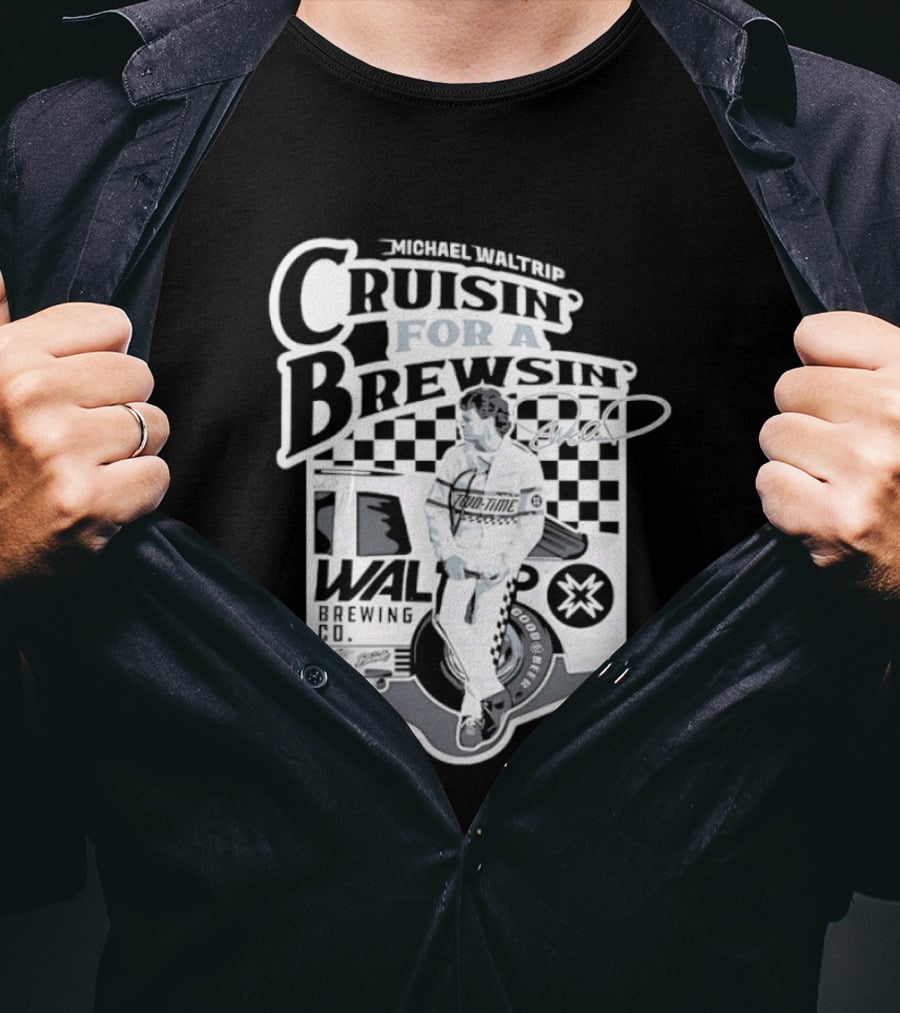 Michael Waltrip Cruisin' For A Brewsin' Checkered Racing T-Shirt