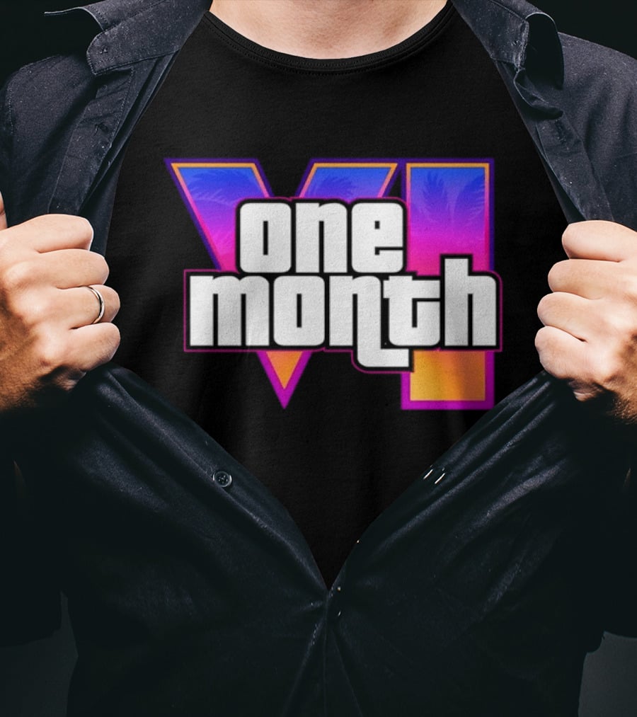 One Month VI Gaming Grand Theft Auto 6 Palms Retro Gradient T-Shirt