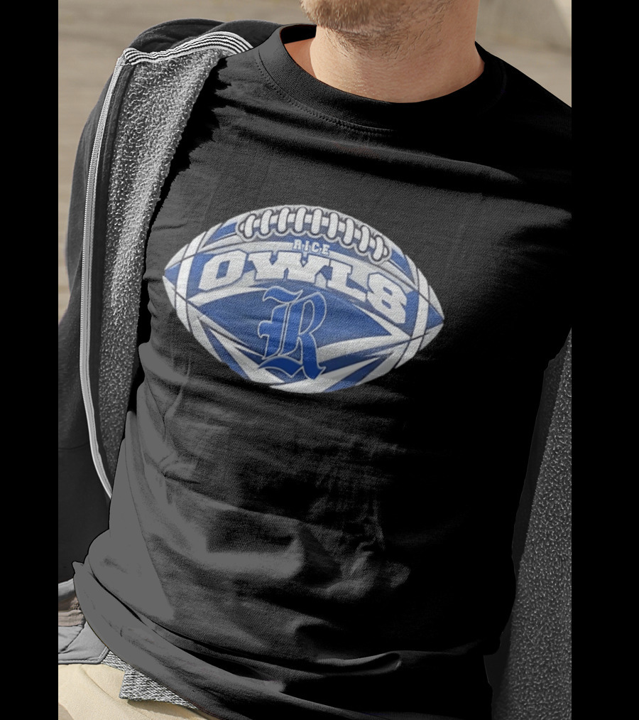 Rice Owls Football NCAA Oval Shape R Logo Football T-Shirt