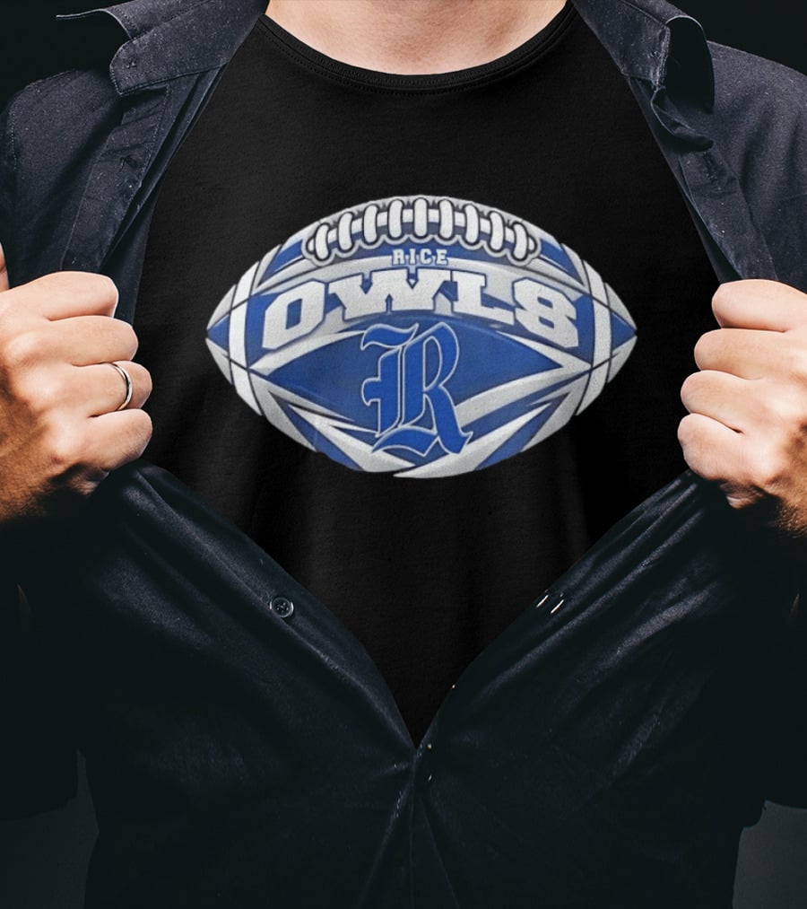 Rice Owls Football NCAA Oval Shape R Logo Football T-Shirt