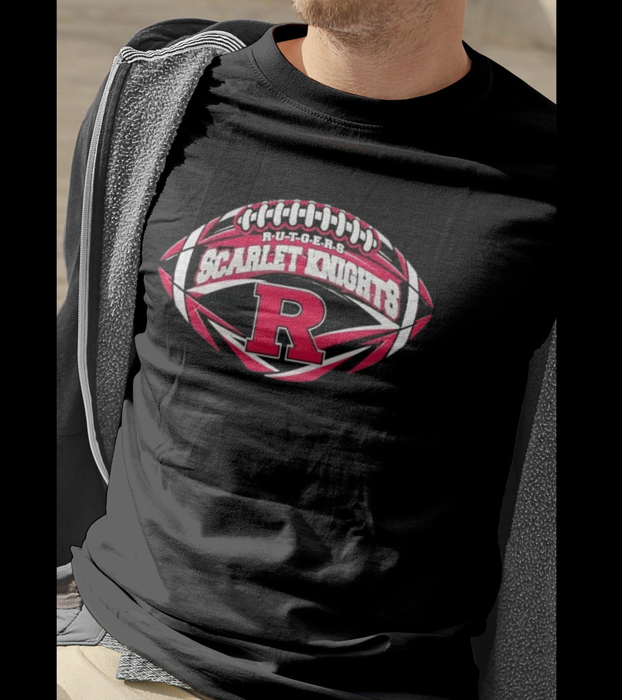Rutgers Scarlet Knights Football NCAA Oval Shape R T-Shirt