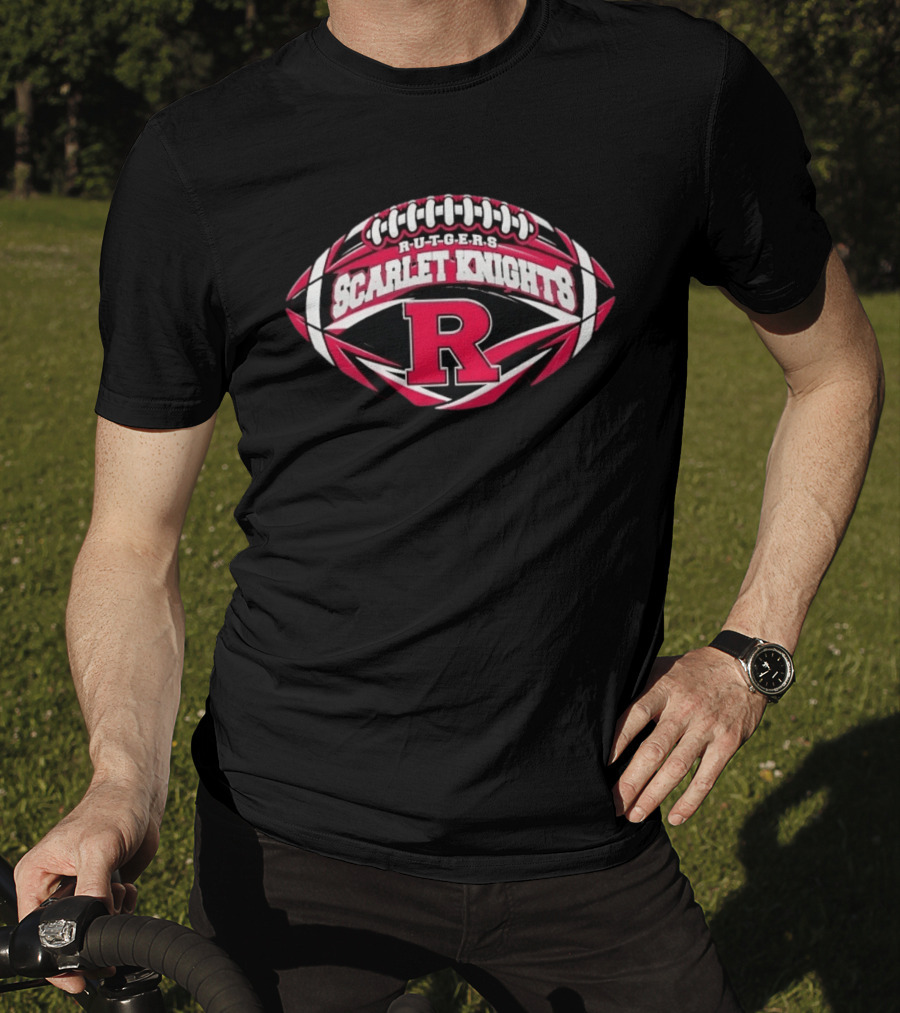 Rutgers Scarlet Knights Football NCAA Oval Shape R T-Shirt