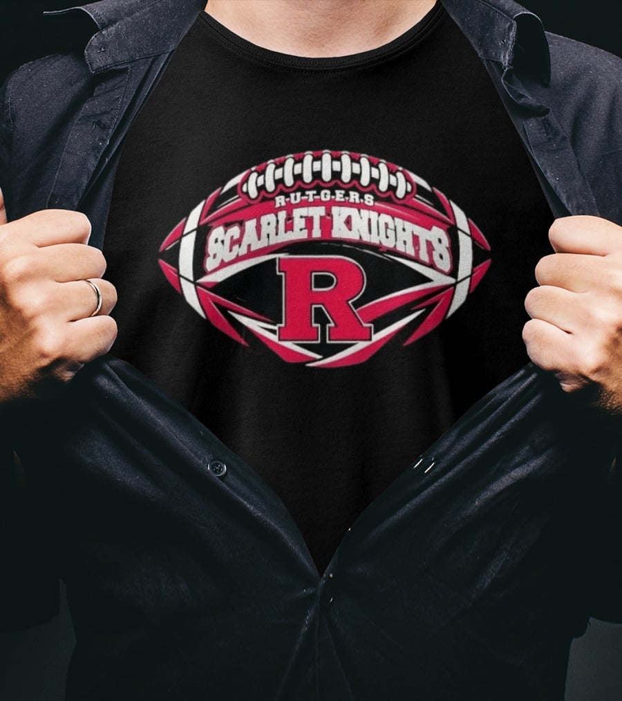 Rutgers Scarlet Knights Football NCAA Oval Shape R T-Shirt