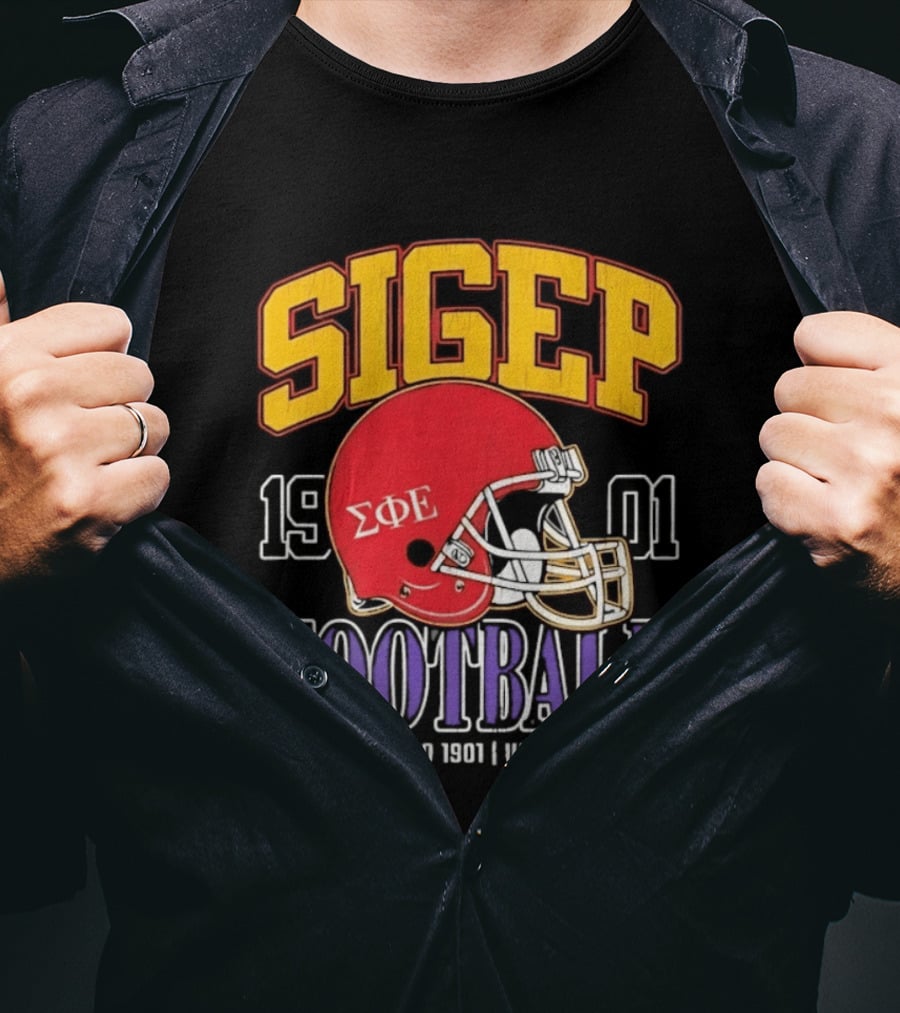 SigEp Football 1901 Red Helmet Undefeated Established 1901 T-Shirt