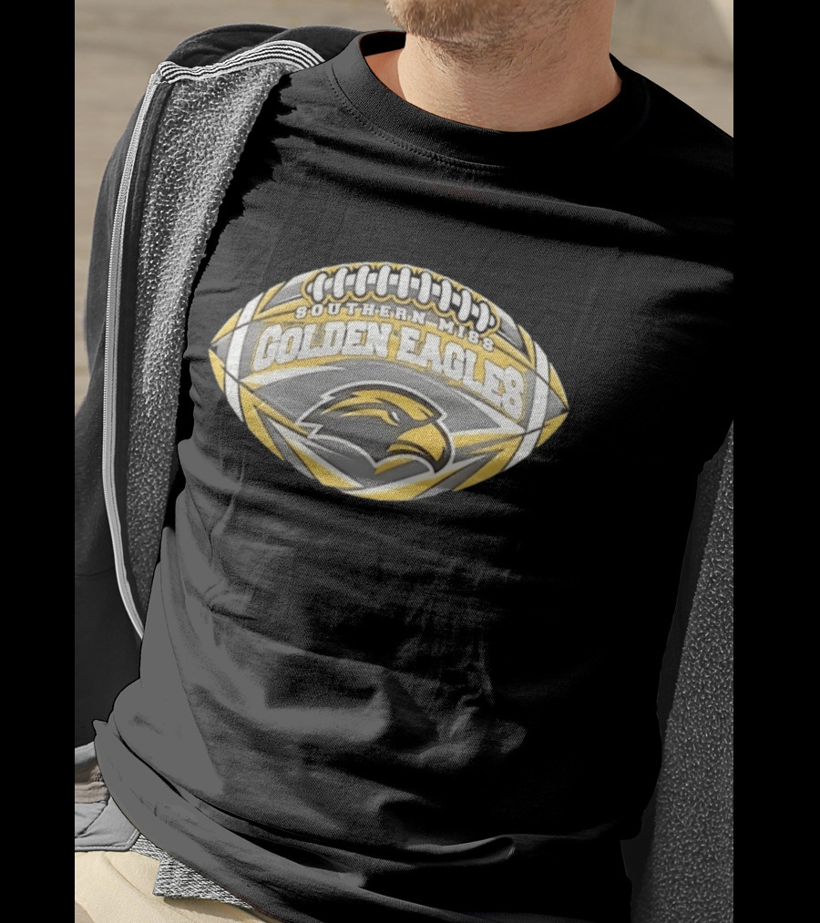 Southern Miss Golden Eagles Football NCAA Oval Shape Eagle Head T-Shirt