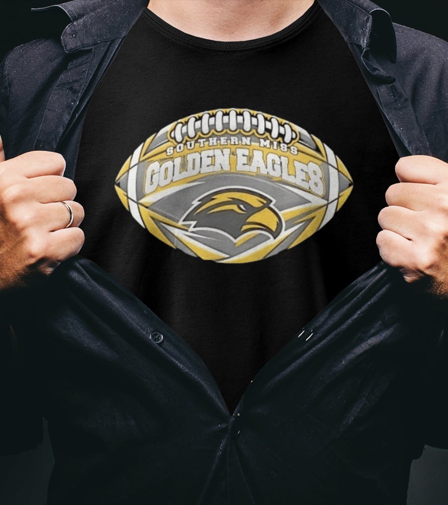 Southern Miss Golden Eagles Football NCAA Oval Shape Eagle Head T-Shirt