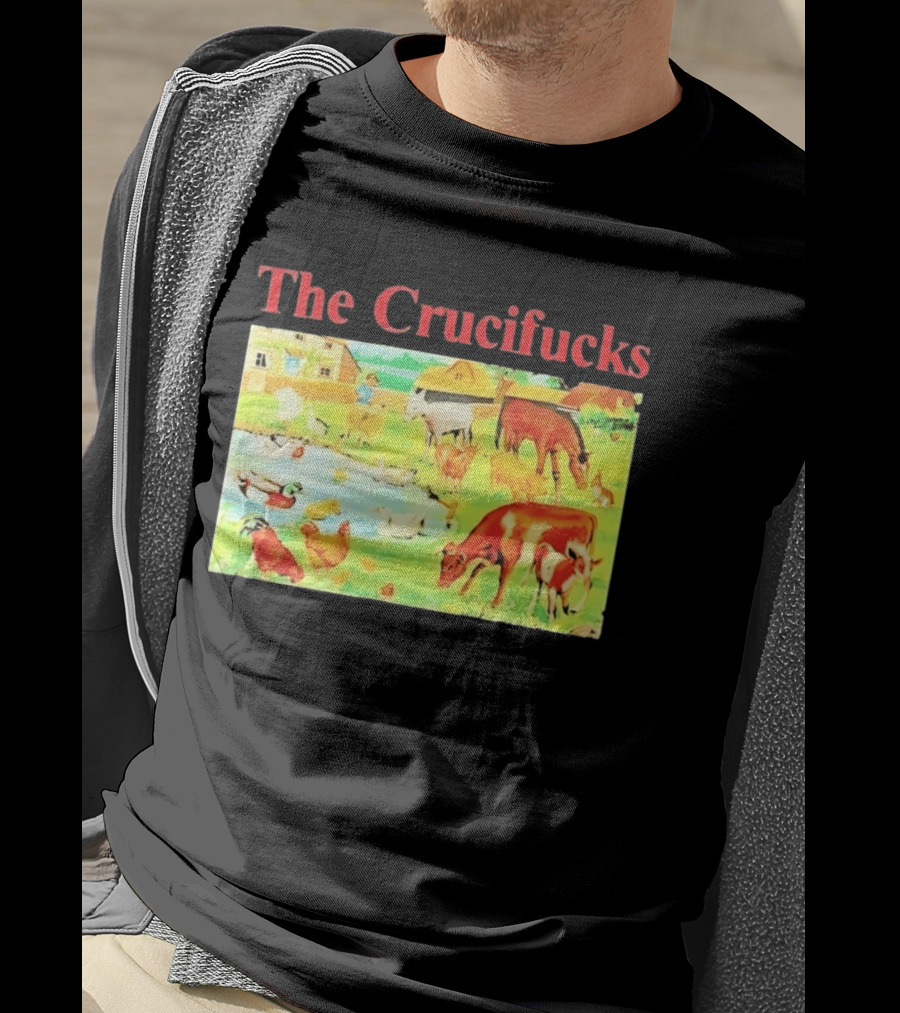 The Crucifucks Farm Animals Punk Rock Band Pastoral Scene T-Shirt