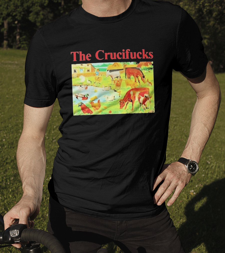 The Crucifucks Farm Animals Punk Rock Band Pastoral Scene T-Shirt