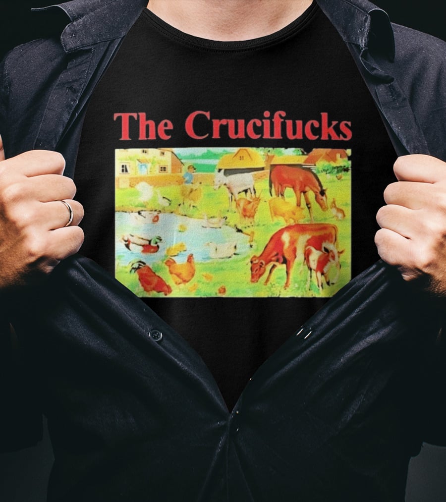 The Crucifucks Farm Animals Punk Rock Band Pastoral Scene T-Shirt