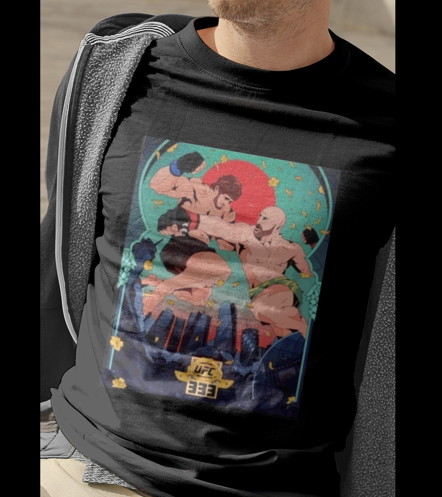 UFC 333 Double Title Fights MMA Mixed Martial Arts Anime Inspired Showdown T-Shirt
