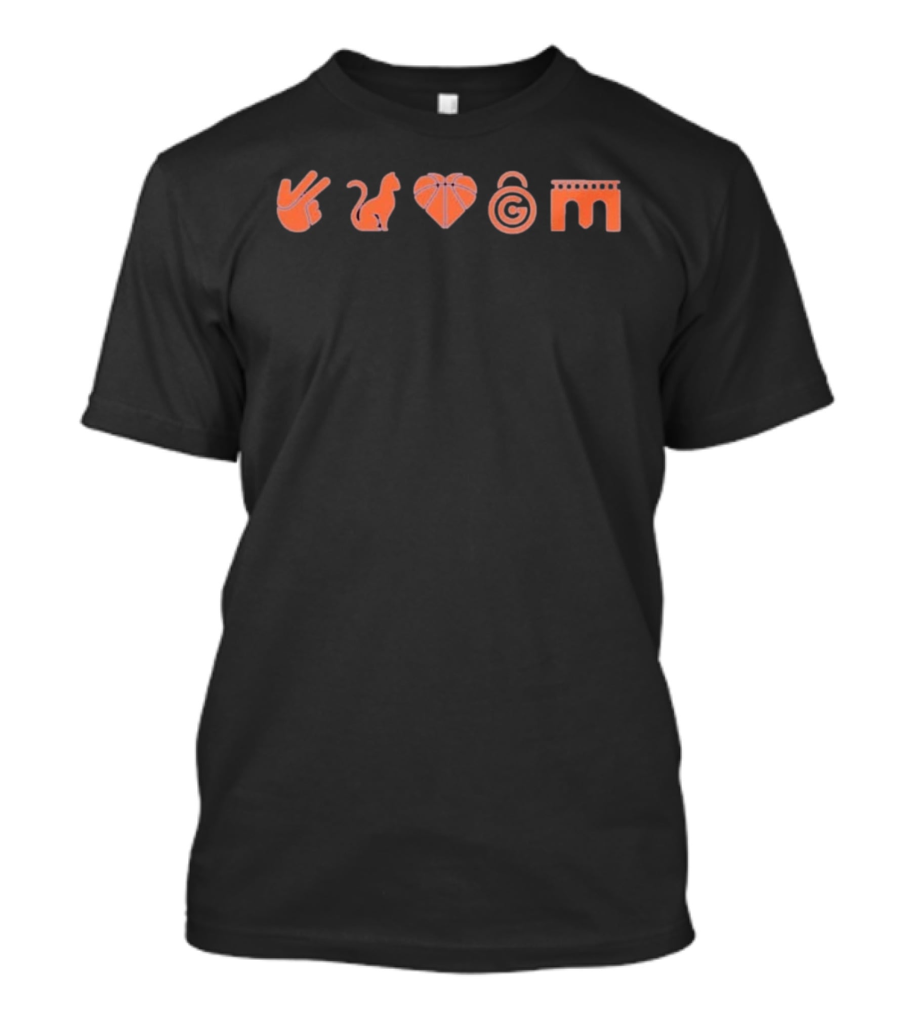 Peace Cat Heart Basketball Spiral Arch T-Shirt