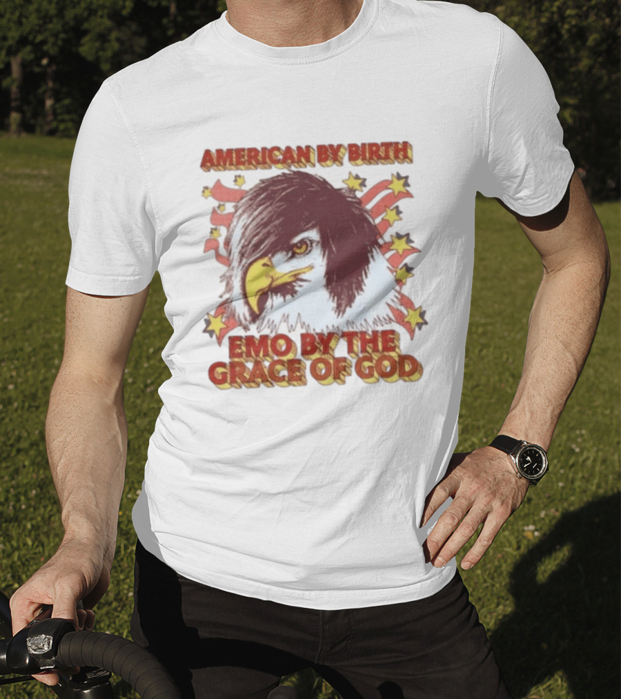 American By Birth Emo By The Grace Of God Eagle Stars And Stripes T-Shirt