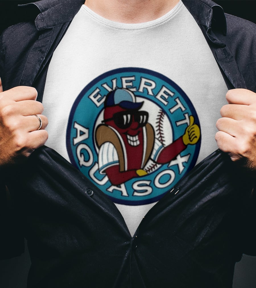 Everett AquaSox Hot Dog Sunglasses Baseball Fan T-Shirt