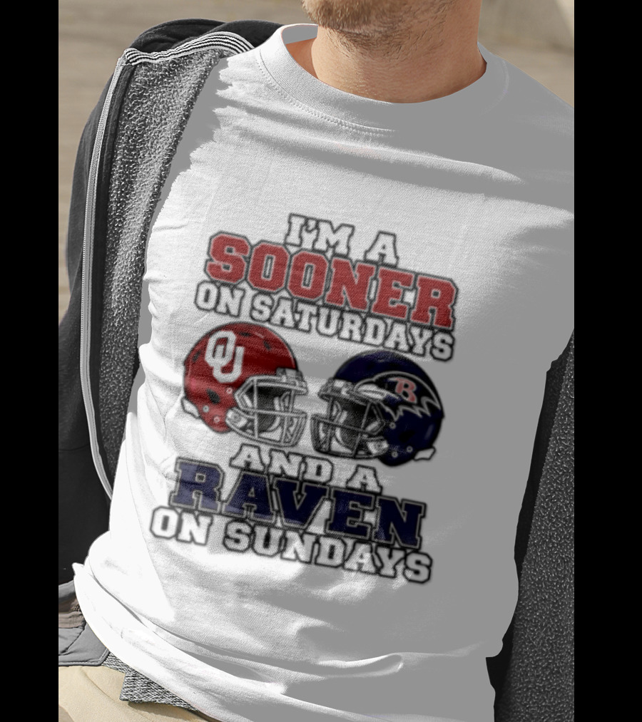I'm A Sooner On Saturdays And A Raven On Sundays Helmet 2026 T-Shirt