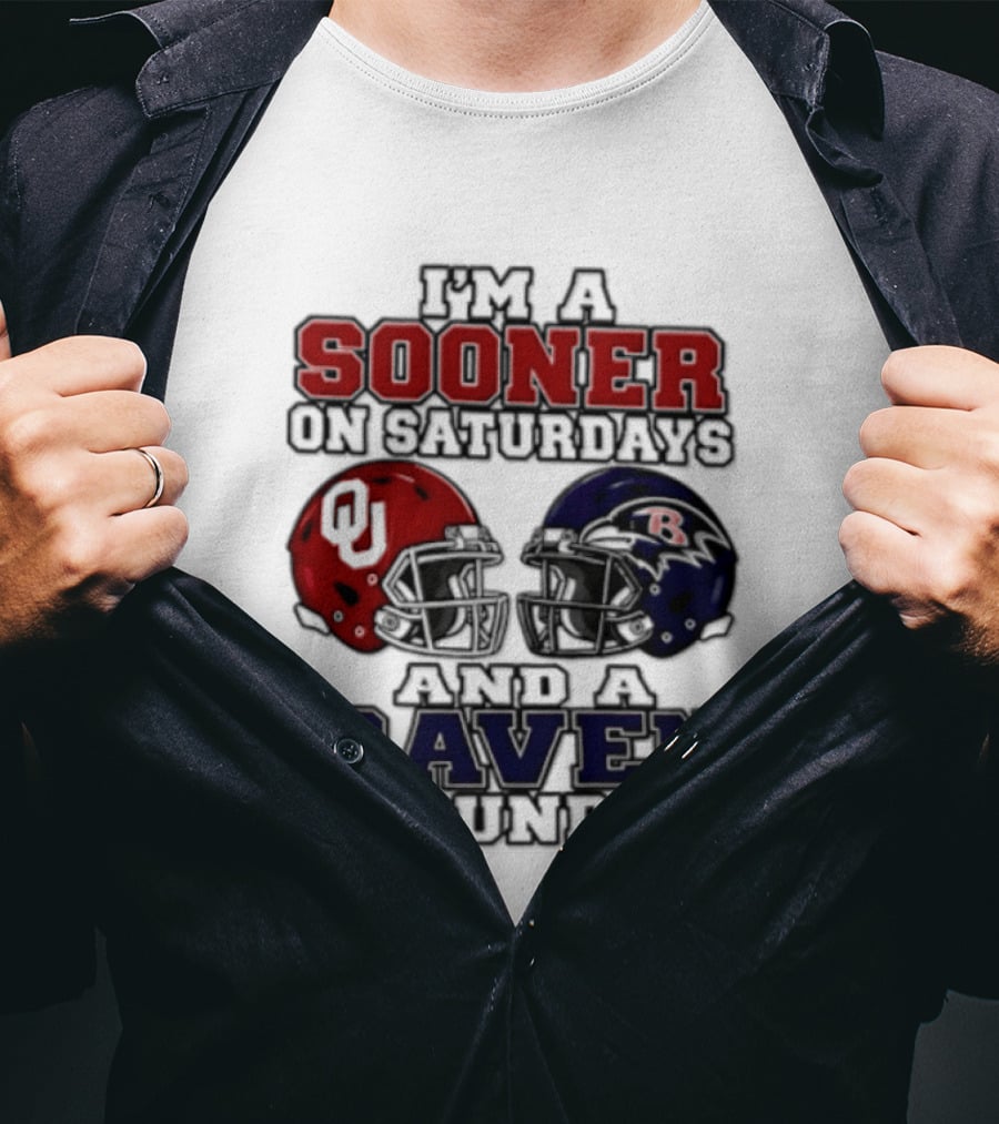 I'm A Sooner On Saturdays And A Raven On Sundays Helmet 2026 T-Shirt
