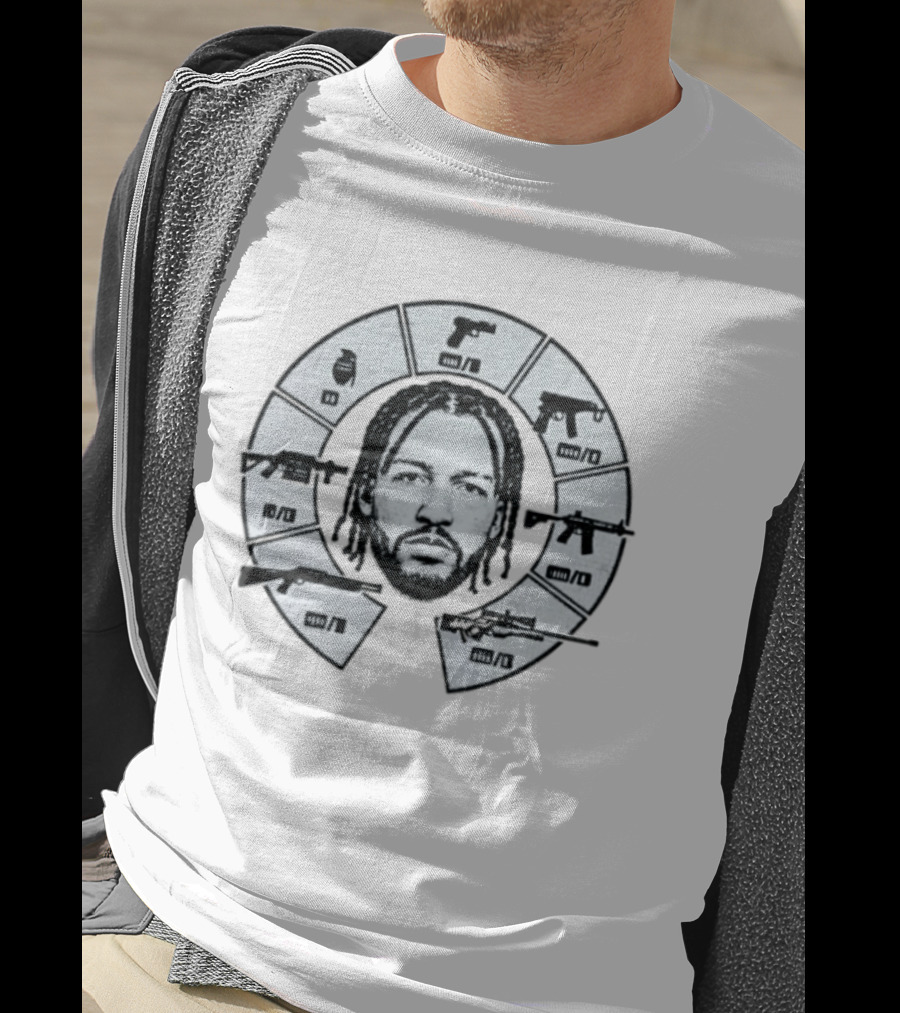 Jalen Brunson Burner Weapon Wheel Gun Options T-Shirt