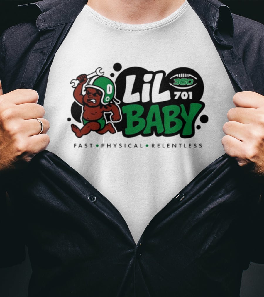 Lil Baby 360 701 Fast Physical Relentless Football Cartoon T-Shirt