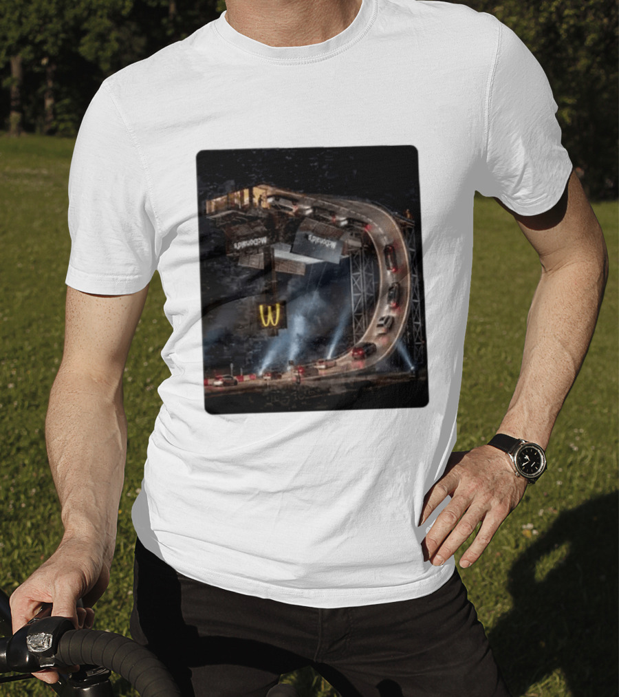 McDonald's Surreal Upside Down Drive Thru Concept Night Scene T-Shirt