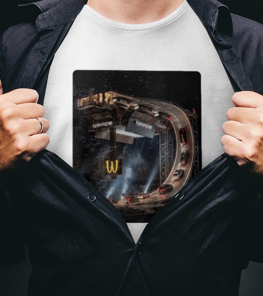 McDonald's Surreal Upside Down Drive Thru Concept Night Scene T-Shirt