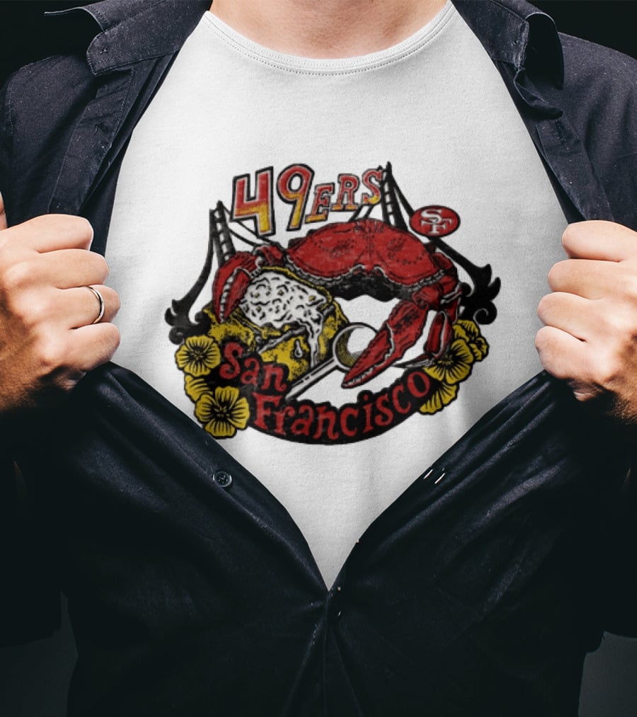 San Francisco 49ers Crab Sourdough Bread Golden Gate T-Shirt