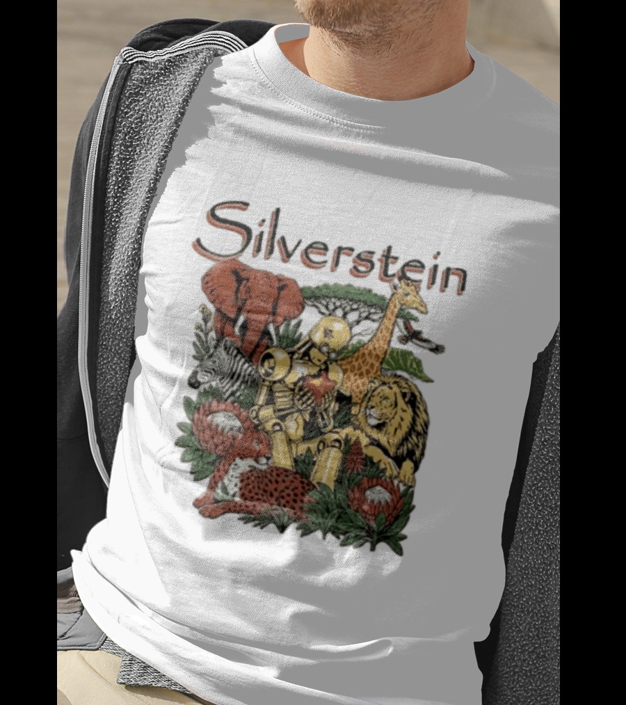 Silverstein Safari Robot With Elephant Giraffe Lion Leopard Post Hardcore T-Shirt