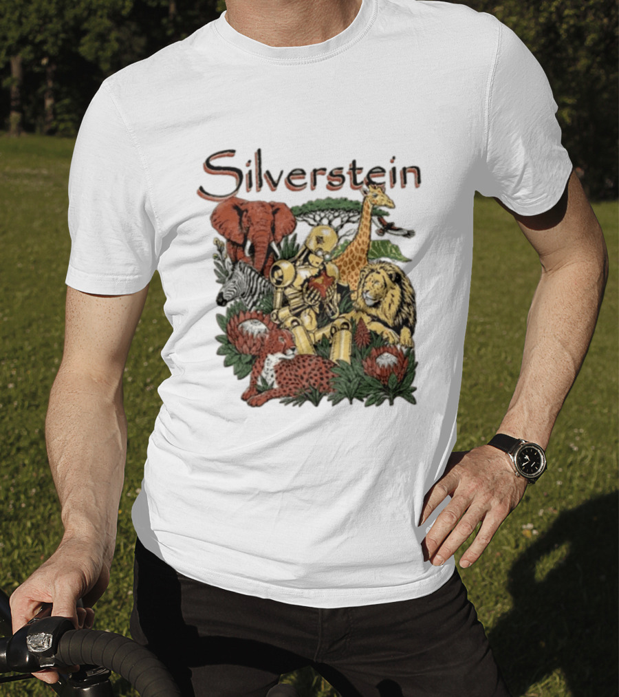 Silverstein Safari Robot With Elephant Giraffe Lion Leopard Post Hardcore T-Shirt