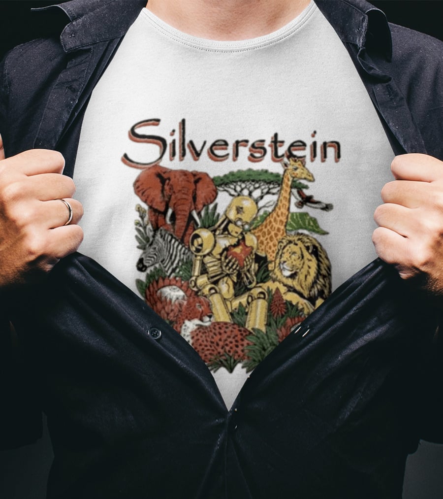 Silverstein Safari Robot With Elephant Giraffe Lion Leopard Post Hardcore T-Shirt