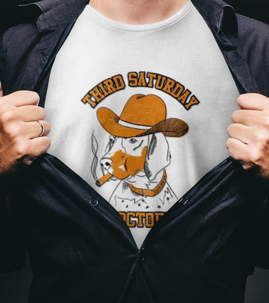 Third Saturday In October Tennessee Volunteers Dog With Cowboy Hat T-Shirt