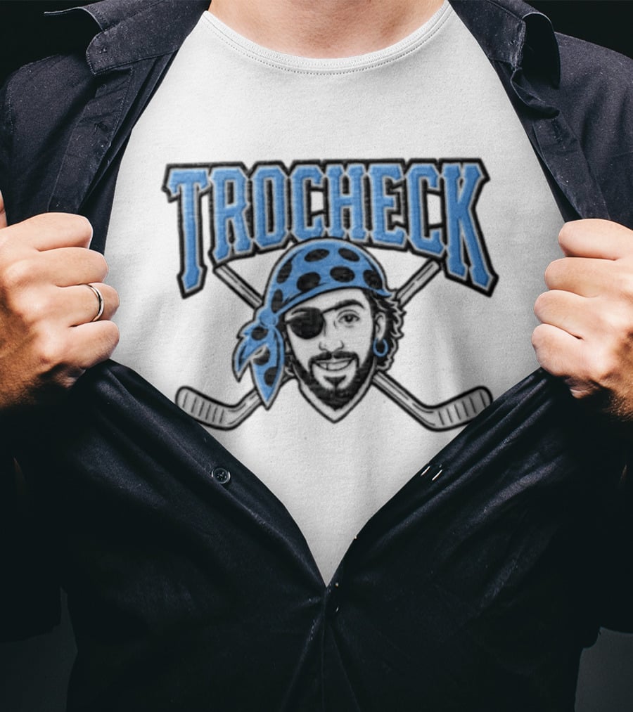 Trocheck Beard Pirate Crossed Hockey Sticks T-Shirt