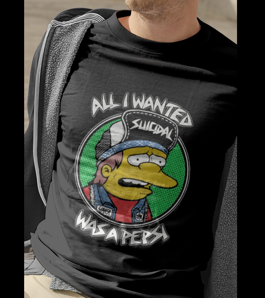 All I Wanted Was A Pepsi Suicidal Distressed Cartoon T-Shirt